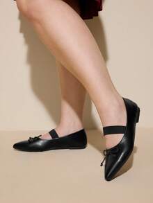 CUCCOO CURVES Women Shoes Women's Pointed Buckle Design Daily Versatile Fashion Wide Last Flat Sole Shoes - Black PU - View 3