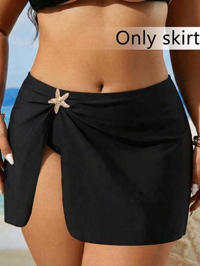 SHEIN Swim Curve 大码女式纯色连体休闲沙滩装泳裤