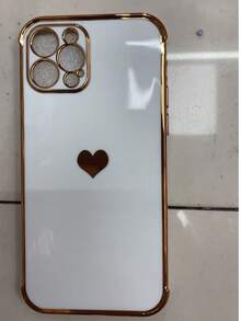 1 Piece Of Electroplated Heart-Shaped Glossy Lens Protective TPU Phone Case, Compatible With IPhone - White - View 21