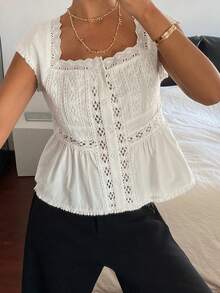 DAZY Women's Lace Fitted Vacation Style Camisole - White - View 3