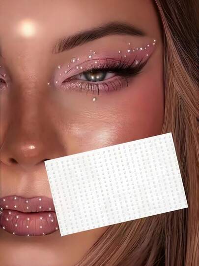 2mm Mini Pearl Face Jewels, Rhinestone Stickers For Eyebrow Eyes Cheek, Self-Adhesive Crystal Beauty Gems Makeup Decor, Diamond Hair Body Art
