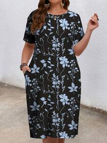 EMERY ROSE Plus Size Floral Print Casual Vacation Dress - Multicolor - View 6