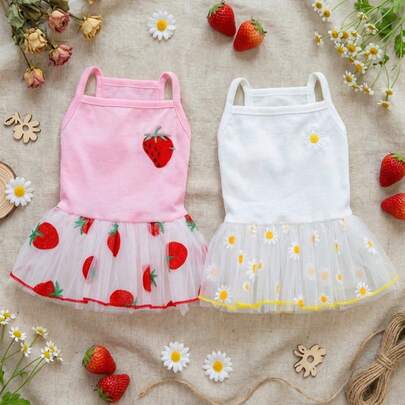 PETSIN Dog Clothing, Cat Clothing, Animal Skirts, Pet Spring/Summer New Collection, Puppy Dress, Princess Versatile Dress, Printed Stripes, Small Animal Clothing, Cool Sunscreen