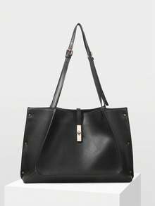 MOTF WOMEN'S TOTE BAG, LARGE CAPACITY COMMUTER SHOULDER BAG. - Black - View 3