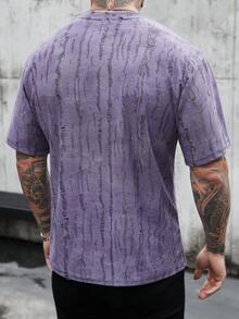 SLATEMANN Men's Casual Ripped Short Sleeve T-Shirt, Summer - Purple - View 2