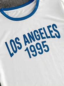 GENTILAND 男士字母印花圆领短袖休闲百搭T恤 - 白色 - 查看 5