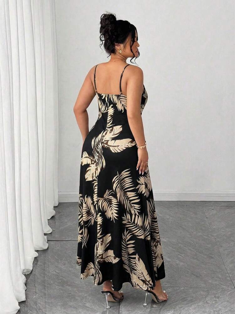 Elenzga Đầm dệt kim dài in họa tiết thanh lịch, đa năng, phù hợp cho nữ cỡ lớn, thích hợp mặc đi làm. - Nhiều màu - Xem 2