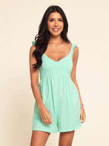 Coeurva Women's Casual Elegant Romantic Minimalist Comfortable Jumpsuit, Ladies' Jumpsuit, Spring/Summer - Green - View 8