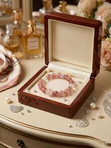 Cirelle Natural Strawberry Crystal Bracelet Set - Pink & White Crystal For Love & Luck, Crystal Healing Jewelry For Daily Wear & Gift - Multicolor - View 3