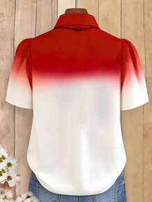 EMERY ROSE Women's Ombre Single-Breasted Casual Versatile Daily Wear Short Sleeve Shirt - Multicolor - View 2