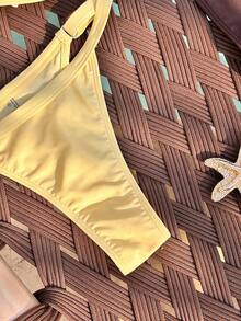 Costavie Bộ bikini 4 món buộc dây cổ trang trí vỏ sò - Nhiều màu - Xem 10