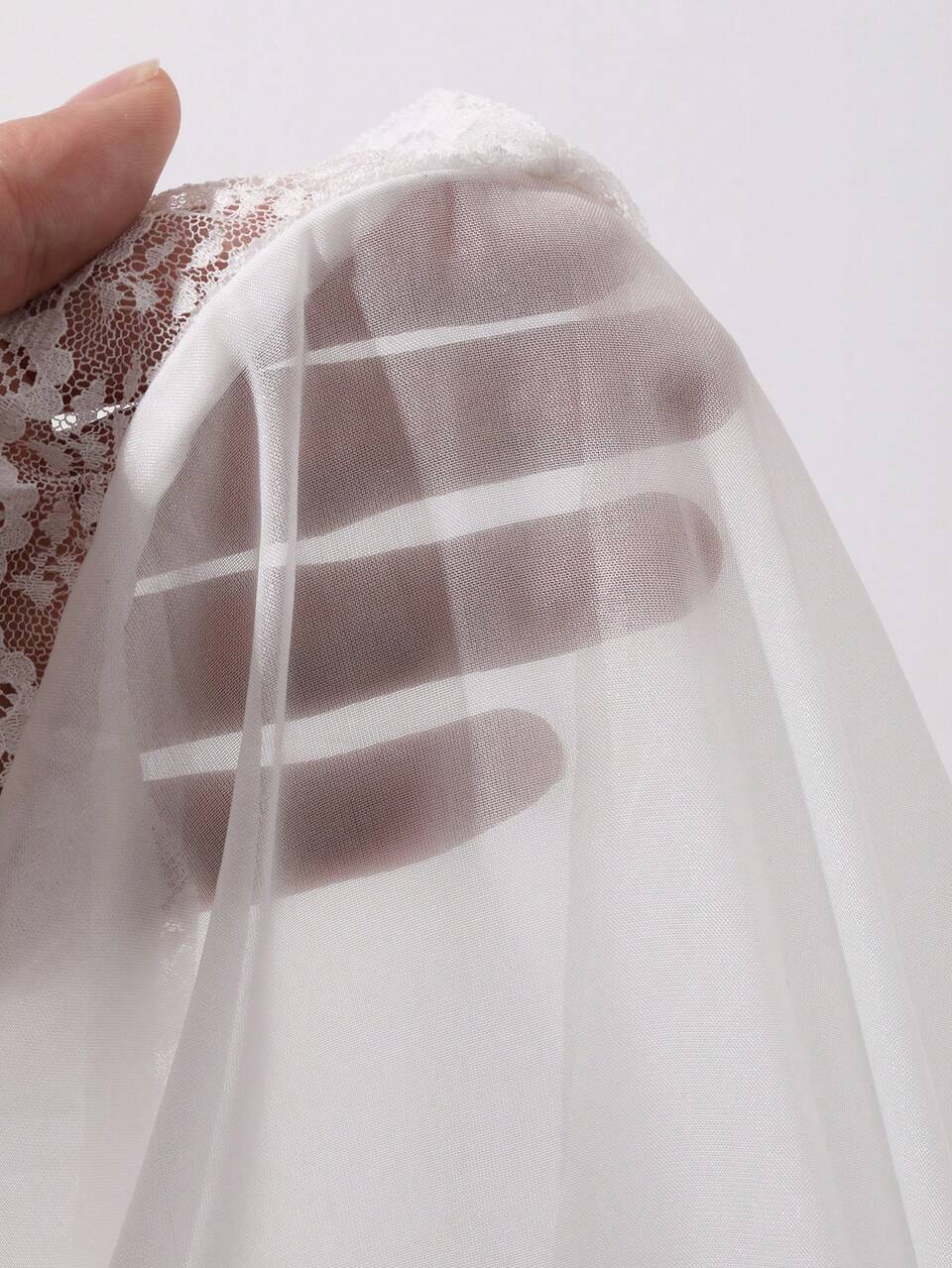 Women's V-Neck Long Sleeve Semi-Sheer Lace Patchwork Tie Front Beach Golf Cover Up Swimsuit Summer White Sexy