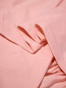 Sovereign Charm Lightweight Drawstring Jacquard Decor Sweatshirt, Spring/Autumn - Pink - View 5