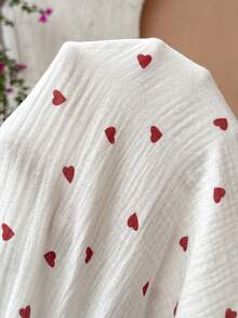 SHEIN 可调节腰围心形图案休闲孕妇裤 - 白色 - 查看 8