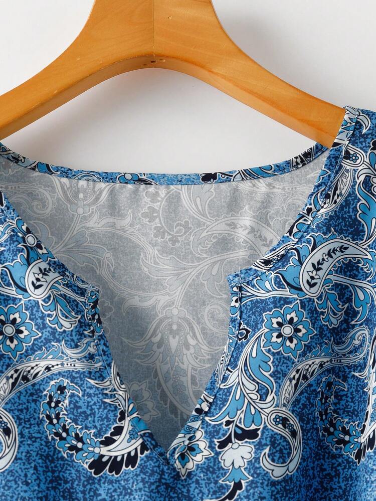 Plus Size Women Casual Printed Top & Pants 2 Pieces Set