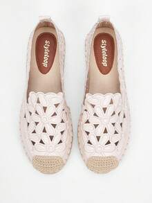 Styleloop 女士平底鞋，镂空花卉面料，波西米亚风格，复古美式，波西米亚风，西部风，音乐节，派对装扮 - 米色1 - 查看 4