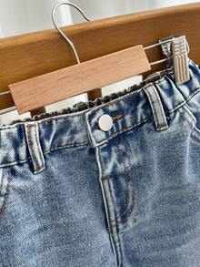 男童百搭休闲弹力腰牛仔裤，适合日常穿着、上学，风格百搭，四季皆宜 - 淺色水洗藍 - 查看 6