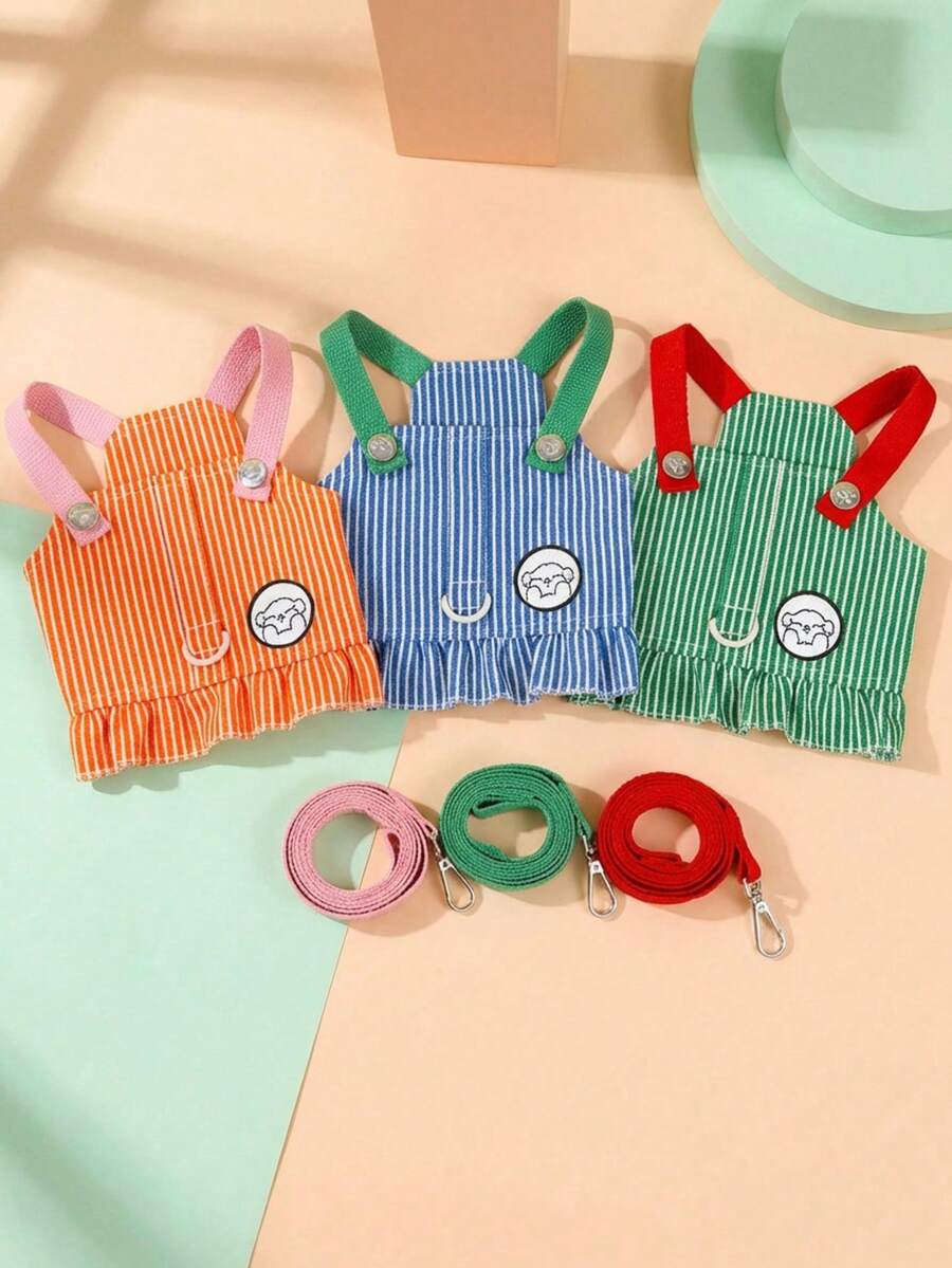 PETSIN Pet Chest And Back Skirt, Cat Traction Strap, Animal Collar Set, Pet Supplies Strap Skirt, Dog Walking Princess Skirt, Pet Chest And Back Skirt+Rope Sweet Princess SBritish Style Chest And Back Set - Multicolor - View 1