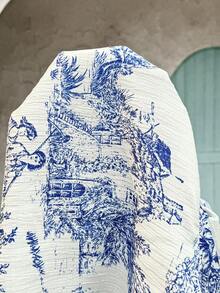 Modmama 孕妇休闲印花抽绳吊带衫 - 藍白色 - 查看 7