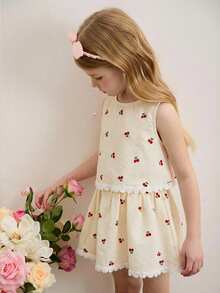 Emery Rose Kids 少女编织刺绣纯色圆领不对称蕾丝下摆休闲上衣和迷你裙两件套，可爱、优雅、甜美、复古又时尚。适合妈妈、女儿、姐妹搭配，度假、节日、上学、日常穿着、居家聚会和特殊场合，春夏皆宜。 - 白色 - 查看 9