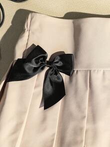 Elladie kids 1 chiếc váy xếp ly thời trang thắt nơ cho bé gái, thích hợp cho mùa hè. - Màu Khaki - Xem 6