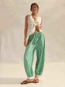 Easelle Quần nữ kẻ sọc, cạp chun, kiểu dáng thường ngày, đa năng. - Nhiều màu - Xem 1