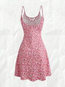EMERY ROSE Đầm ngắn không tay họa tiết hoa nhí dành cho nữ, thích hợp cho kỳ nghỉ hoặc đi biển. - Hồng - Xem 2