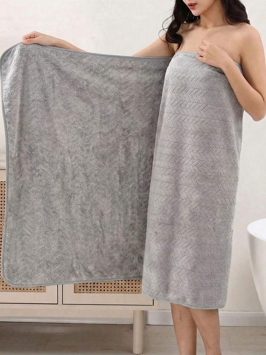 一条 90cm*180cm 加大码成人休闲浴室毛巾,居家必备,浴室装饰,秋季装饰,适用于美容院、家庭浴室淋浴毛巾,也适用于美容院、酒店、运动、家庭必需品、毛巾和护肤浴巾。 - 麥穗灰色 - 查看 1