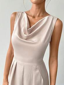 Franclia Mono de satén con escote pronunciado para mujer - Champán - Ver 7