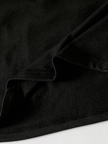 一件式短袖休闲印花春夏少女夏季通勤套装，运动休闲直筒裤，短袖轻便舒适两件套。 - 黑色 - 查看 5