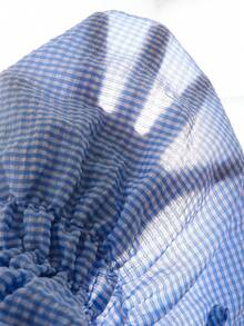 SHEIN Explorewe Tween Girl Plaid Front Bow Tie And Ruffle Waist Peplum Blouse - Blue - View 3