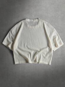 STYNVO Áo thun nam tay ngắn màu trơn, kiểu dáng thường ngày, thích hợp cho mùa hè. - Màu be - Xem 2