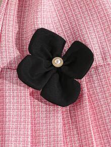 ChillGRL 少女圆领蝴蝶结3D花朵装饰休闲派对连衣裙 - 粉色 - 查看 3