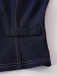 Conjunto de 2 piezas de niña preadolescente para ir a la escuela o eventos formales, con top sin mangas elegante y pantalones rectos holgados con contraste de pespuntes y chaleco vaquero de verano - Azul - Ver 5