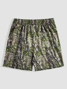 ROMWE MEN Prep Quần short nam dáng casual, cạp chun, dây rút, họa tiết phối màu tương phản toàn thân, thích hợp mặc mùa hè. - Nhiều màu - Xem 2