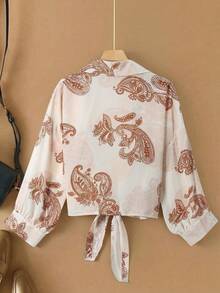 GlowEve Women's Casual Lightweight Jacket With Paisley Pattern, Suitable For Vacation - Apricot - View 2