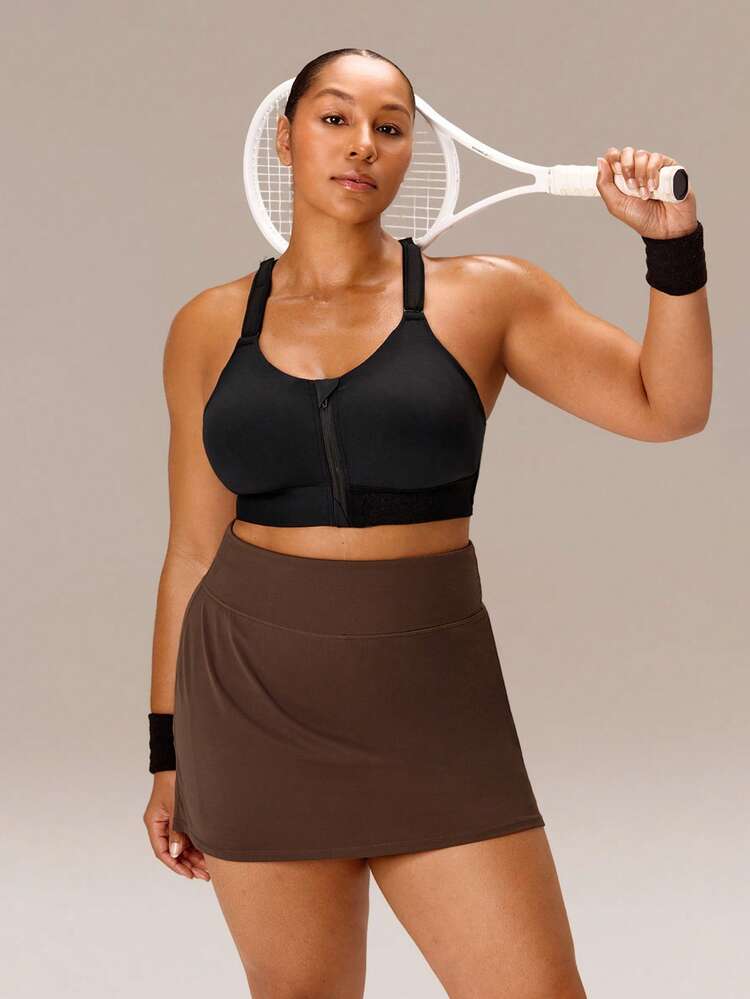 Plus-Size FeatherFit™-Air Ace The Day Buttery-Soft Sweat-Wicking Adjustable Elastic Waist Built-In Shorts Side Pockets Anti-Slip Grips A-Line Mini Skirt Light Support Low Impact Tennis Golf Pickleball Daily Active Wear