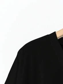 EMERY ROSE 休闲简约爱心印花大码T恤，适合夏季穿着 - 黑色 - 查看 5