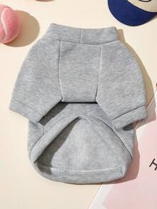 PETSIN 1pc Cat And Dog Universal Clothing, Fashionable "PARIS" Rhinestone Pet Clothes, Gray Small Dog Soft Pullover - Grey - View 6