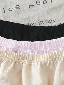 Vintaside Kids 3 件套女婴夏季柔色短裤，纯杏色和粉色，简约风格，宽松版型，适合户外玩耍、休闲室内穿着和各种派对场合 - 彩色 - 查看 4