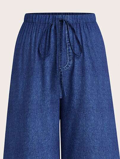 EMERY ROSE Pantalones casuales rectos de pierna con efecto estilizante, de tela ligera y azul, para mujer de talla grande. Adecuados para: uso diario, ir al trabajo, casual, vacaciones, viajes cortos