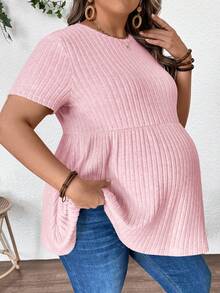 Plussiva 夏季穿搭，加大码孕妇粉色A字T恤，休闲日常风，加大码孕妇休闲纯色短袖上衣，夏季孕妇上衣，孕妇装，孕妇衬衫，加大码孕妇上衣，遮肚加大码娃娃衫，孕妇装，加大码孕妇装，加大码孕妇装，娃娃衫，加大码粉色娃娃衫，Zanzea加大码连衣裙，加大码孕妇上衣，粉色罗纹上衣，加大码女式上衣 - 淺粉色 - 查看 4