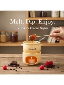 Ceramic Chocolate Melting Set, Ceramic Mini Fondue Set (Candles Not Included) – Mini Melting Cups For Melting Chocolate, Cheese Dips, And Heating Candies – Compact Dessert Party Set, Perfect For Date Nights, Weddings, Birthday Parties, And Valentine's Day Gifts – Easy To Clean - Multicolor - View 3