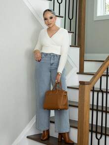 Melissa Matos 斜口口袋直筒牛仔褲 - 淺色水洗藍 - 查看 1