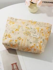 1 Stück beige bestickter Clutch Beutel, tragbar und hochwertig, ideal für Schule, Make-up Tasche, modisch und lässig mit großer Kapazität, tragbarer Reißverschluss Make-up Tasche, Reise- und Urlaubsutensilien Kosmetiktasche für Binden, kabelgebundene Kopfhörer, Ohrhörer, Kopfhörer, Ladegerät, Lippenstifte, Kosmetika, Pflegeprodukte und Schönheitsartikel, Heimdekoration, für Mütter, Frauen - Verschiedenfarbig - Übersicht 5