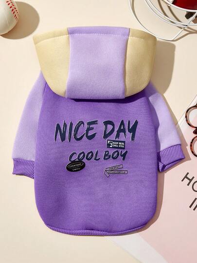 PETSIN 单字母印花宠物撞色运动风加厚保暖春秋季宠物连帽衫