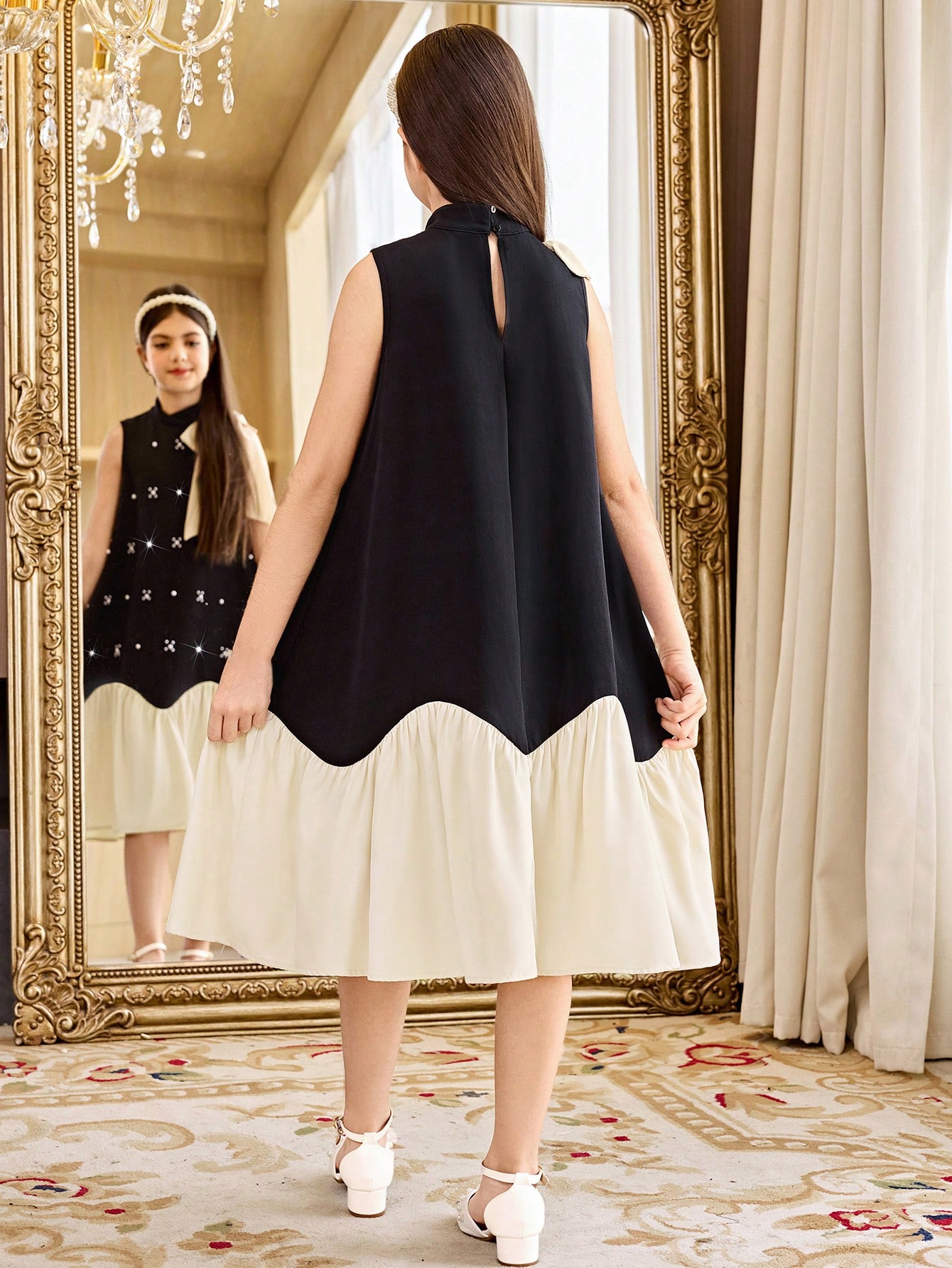 SHEIN Serisse Kids فستان فضفاض أنيق للفتيات المراه...