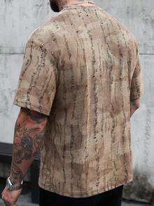 SLATEMANN Men's Casual Distressed Short Sleeve T-Shirt, Summer - Khaki - View 2