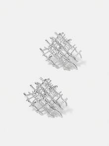 MOTF PREMIUM Bông tai zirconia bện mạ vàng 18K - Bạc - Xem 4