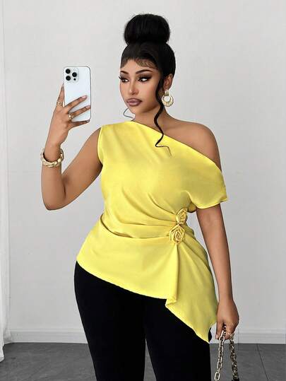 Maweii 女士优雅纯色褶皱花卉无袖休闲度假时尚小众设计高端日常穿着新款必备大码衬衫，春夏款